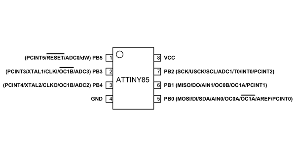 Microcontrolador Attiny85 20pu Dip8